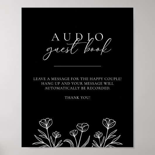 Poster Simple Noir Moderne Mariage Audio Panneau du livre (Devant)