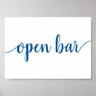 Poster Simple Open Bar   French Blue Any Event Sign