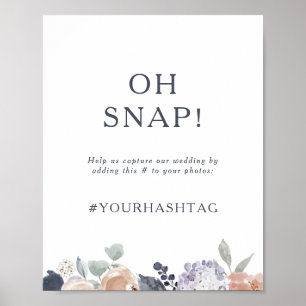 Poster Simple Panneau de Mariage Floral Rustique Oh Snap