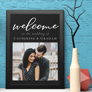 Poster Simple Photo de mariage de bienvenue avec écriture