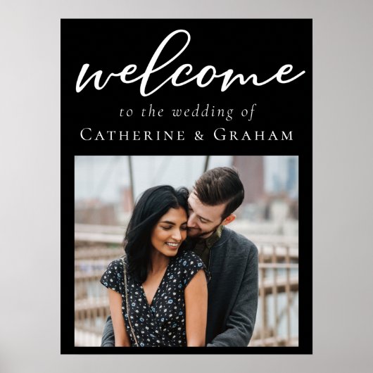 Poster Simple Photo de mariage de bienvenue de script bla (Devant)