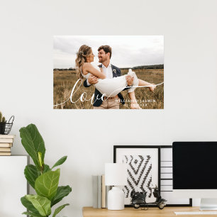 Poster Simple Photo de Mariage de Nouveaux Mariés avec Te