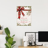 Poster Simple Plaid Red Bow Christmas Holiday Welcome (Bureau à domicile)