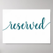 Poster Simple Reserved | Teal Aqua Any Party Event Table (Devant)