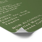Poster Simple Retro Olive Green Mariage Boissons Menu Sig (Coin)