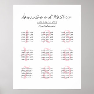 Poster Simple romantique - Mariage Blush - moins de table
