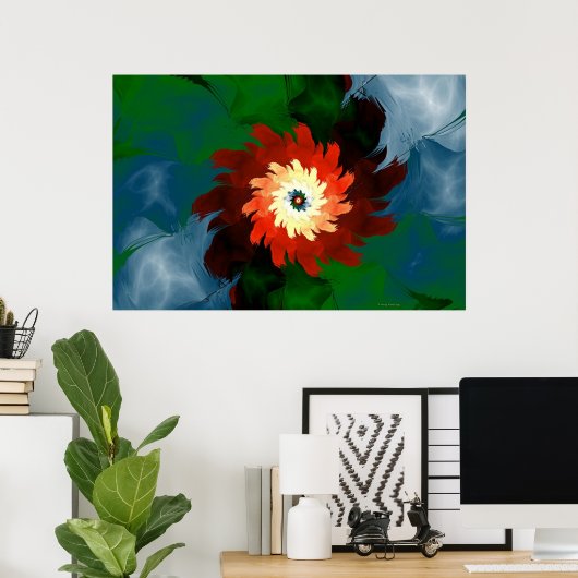 Poster simple rouge (Bureau à domicile)