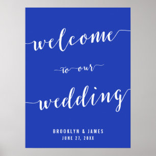 Poster Simple Royal Bleu Mariage Accueil Signal Imprimer