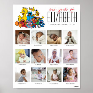 Poster Simple rue Sésame Une année de 12 mois