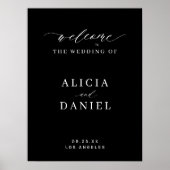 Poster Simple script élégant mariage noir signe d'accueil (Devant)