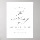 Poster Simple Script Mariage Budget Blanc Bienvenue (Devant)