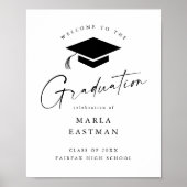 Poster Simple Script noir & blanc Graduation Welcome (Devant)