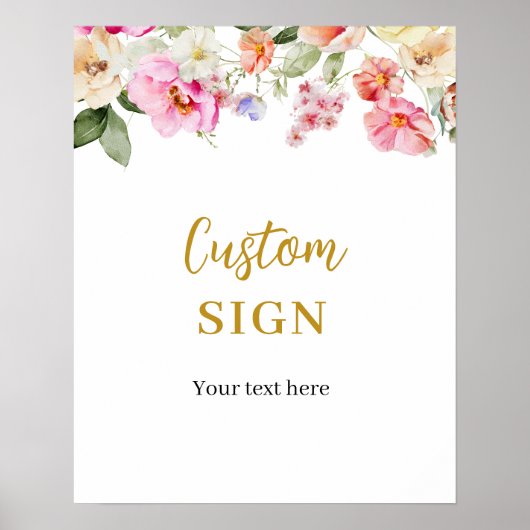 Poster Simple Spring Floral Custom Party SIgn (Devant)