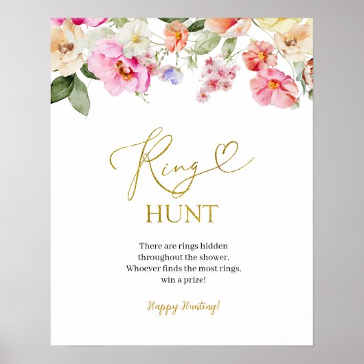 Poster Simple Spring Floral Ring Hunt Game Sign (Devant)