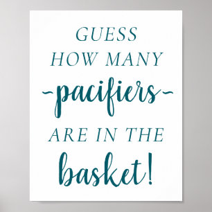 Poster Simple Teal How Many   Dark Green Guessing Game