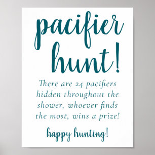 Poster Simple Teal Pacifier Hunt Midnight Green Game