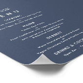 Poster Simple Texte Dusty Marine Blue Mariage Menu (Coin)