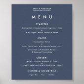 Poster Simple Texte Dusty Marine Blue Mariage Menu (Devant)