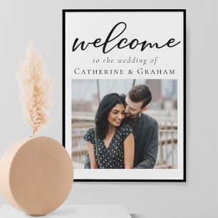 Poster Simple Typographie noire Photo Mariage de bienvenu