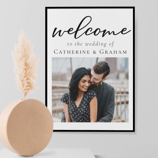 Poster Simple Typographie Photo De Mariage De Bienvenue