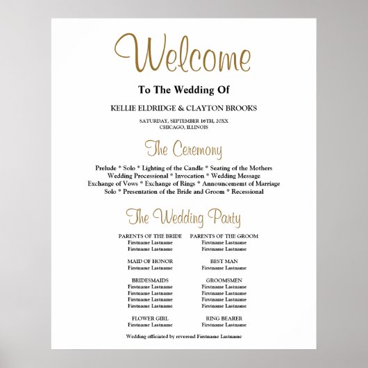 Poster Simple Wedding Ceremony Program (Devant)