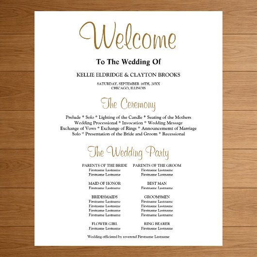 Poster Simple Wedding Ceremony Program