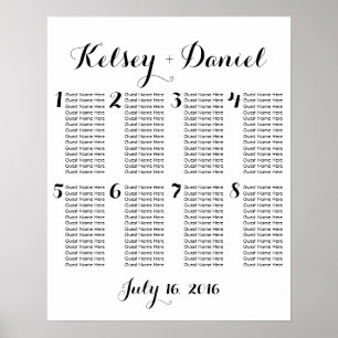 Poster Simple Wedding Seating Chart - fewer tables