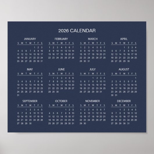 Poster Simple Yet Elegant 2026 Calendar | (Devant)