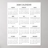 Poster Simple Yet Elegant 2026 Calendar |  (Devant)