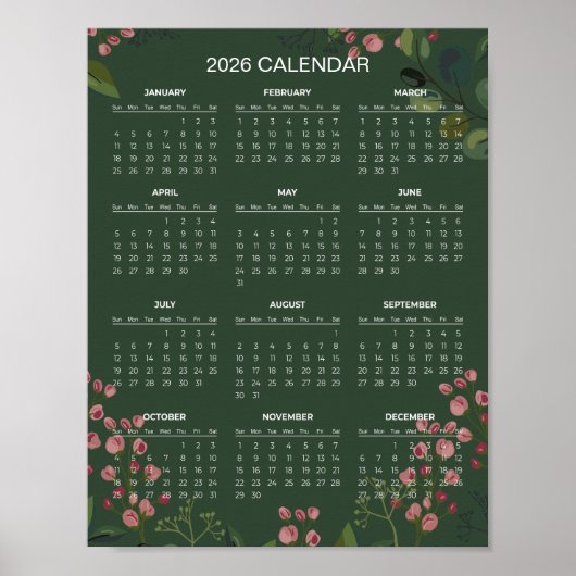 Poster Simple Yet Elegant Floral 2026 Calendar | (Devant)