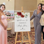 Poster Simplement Beau Rouge Blanc Floral Baby shower Sig