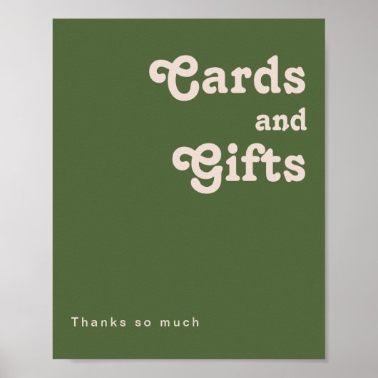Poster Simples Vibes Rétro | Cartes et Cadeaux Vert Olive (Devant)