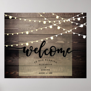 Poster Simply Rustic Wood Lights Signal de bienvenue