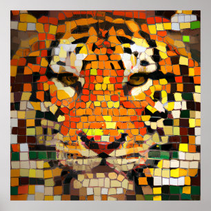 Poster Simulé en mosaïque de tigre