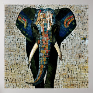 Poster simulé en mosaïque d'éléphants
