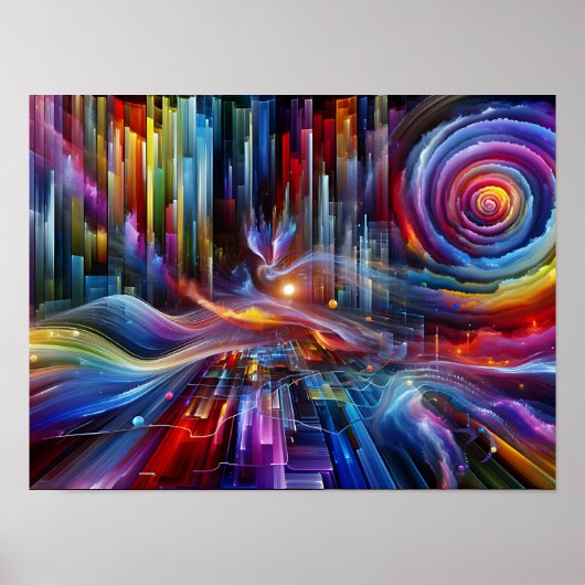 Poster "Sinewaves Of Light" Colorful Futuristic  (Devant)
