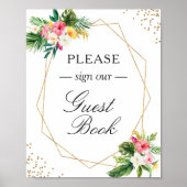 Poster Sing Our Guestbook Tropical Floral Geometric Sign (Devant)