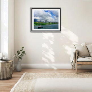 Poster Singapore City Skyline Marina Bay Sands Tugboat