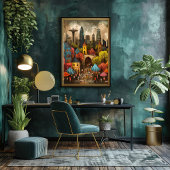 Poster Singapore: Lion City - Whimsical Art