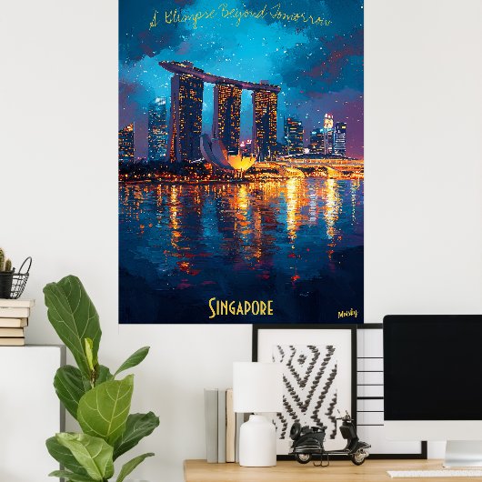Poster Singapour à Dusk - Un paysage artistique exception (Bureau à domicile)