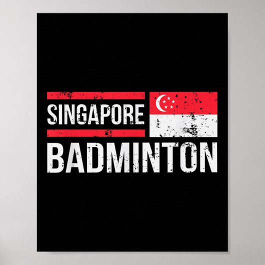 Poster Singapour Badminton Drapeau Raquette Sport Birdie  (Devant)