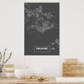 Poster Singapour (blanc sur noir) (Cuisine)