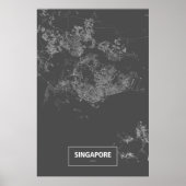 Poster Singapour (blanc sur noir) (Devant)