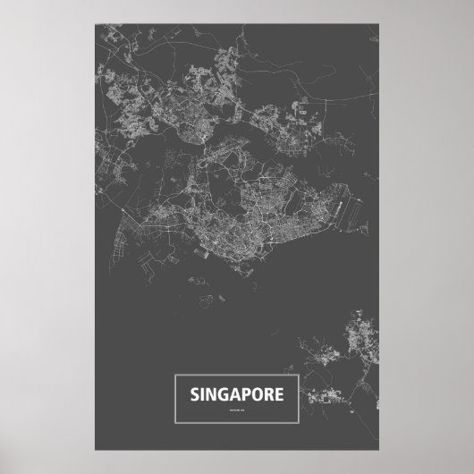 Poster Singapour (blanc sur noir) (Devant)