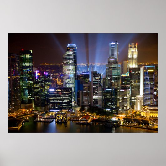 Poster Singapour centre-ville la nuit (Devant)