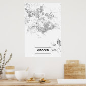 Poster Singapour (noir sur blanc) (Cuisine)