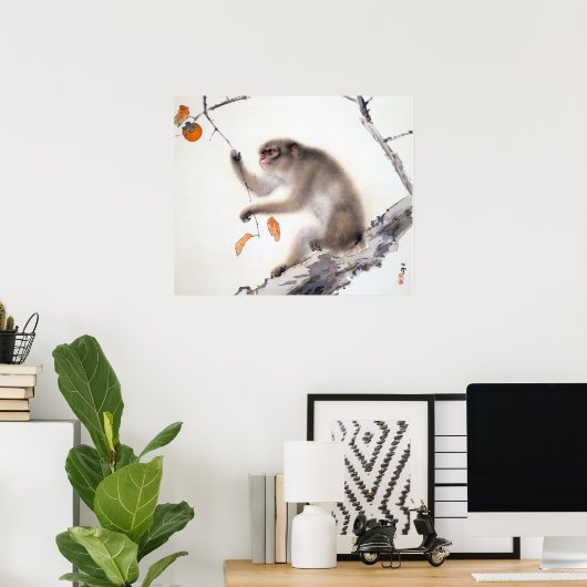 Poster Singe avec persimmons (Bureau à domicile)