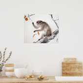 Poster Singe avec persimmons (Cuisine)