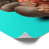 Poster Singe Bébé Mignonne Jouant Avec Basket-Ball (Coin)