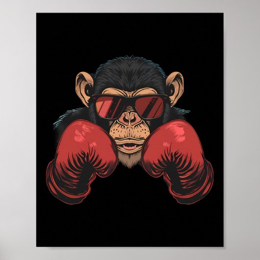 Poster Singe Boxer Avec Gants Boxer Kickboxing Funny B (Devant)